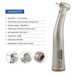 Dental 1:5 LED Handpiece High Speed Contra Angle TI-MAX Fit NSK X95L Z95L
