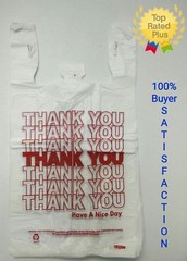 THANK YOU T-Shirt Bags 11.5″ x 6.5″ x 21″ White Plastic Shopping bag 50 – 1000