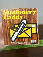 Vintage Plastic Faux Wood Stationary Caddy Hong Kong New NOS B And E Sales