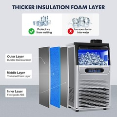 Commercial Ice Maker 150lbs Stainless Steel Built-in Cube Machine Bar Restaurant
