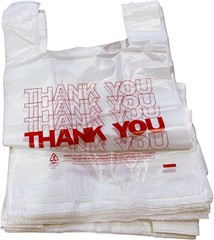 Plastic bags with handles，thank you bags，Measures 11.5″ X 6.25″ X 21″, 15mic,…
