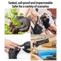 Black Vinyl Gloves, Disposable & Powder Free, Latex Free, Food Safe,100 PCS