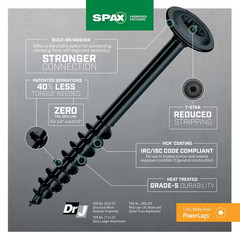 1/4 In. X 2-1/2 In. Exterior Washer Head Structural Wood Lag Screws Powerlags To