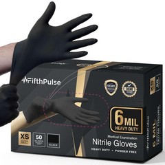 50Pk 6 Mil Black Nitrile Gloves Heavy Duty Disposable Mechanic Food Prep XSmall