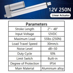 12V 2000N 900N 250N Linear Actuator 6inch Stroke 2inch to 48inch Fast Speed