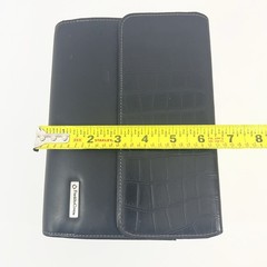 Franklin Covey Leather 6 Ringed Binder W/ Inserts Textured Pocket Compact Black