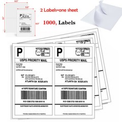 1000 Shipping Labels Half Sheets Blank 8.5″ x 5.5″ Self Adhesive 2 Per Sheet
