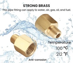 1/4 Inch Female to 1/8 Inch Male, Reducing Adaptor Brass Pipe Fitting, NPT Adapt