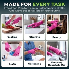 50Pk 3 Mil Pink Nitrile Disposable Gloves Powder Latex Free Medical Exam XSmall