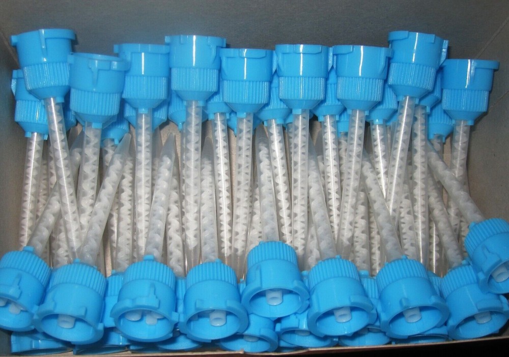 Hexa Acrylic HP Crown & Bridge Mixing Tips, 25/Pk. 1:1 & 2:1 Ratio, Blue/Clear