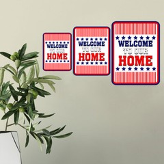 Portrait Round Plus Stars, Stripes, and Proud: Welcome to Our Home Sign
