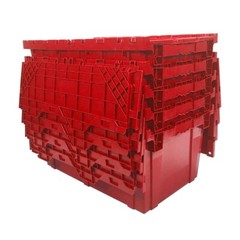 UBMOVE Storage Plastic Tote Crate Attached Lid Flip Top, 27″x16.9″x12.5″ Color C