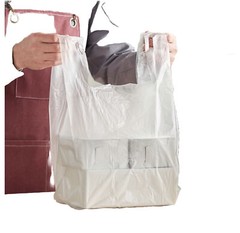 Bags 1/6 Large 21 x 6.5×11.5 Clear .51 Mil T-Shirt Plastic Grocery Shopping Bags