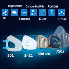 3M Reusable Respirator Half Facepiece 7502 For Chemical Handling, Painting, Med
