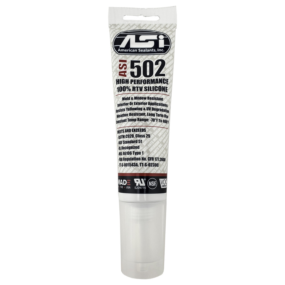 ASI 502 Clear Food Grade 100% RTV Silicone Sealant – 2.8 Oz Squeeze Tube