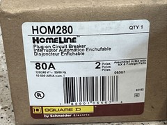 Square D HOM280 , 80 Amp 120/240V 2-Pole Circuit Breaker NEW IN BOX, US SELLER