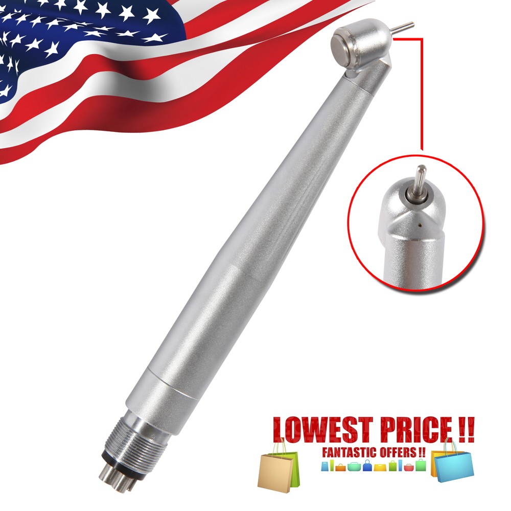 Dental 45 Degree Angle Surgical Handpiece High Speed Push Button Turbine 4 Holes