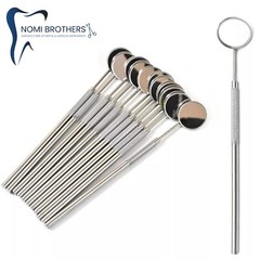 10 PCS DENTAL MOUTH MIRROR #4 SET With HANDLE DENTAL INSTRUMENT STAINLESS STEEL