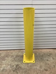 Bollard 3KZV4 Bolt-On, 42 in Install Ht, 6 5/8 in Dia, Carbon Steel, Yellow