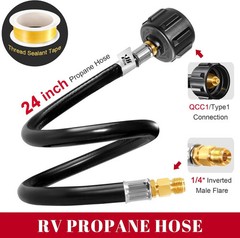 24 inch RV Propane Hose, 1/4″ Inverted Camper Propane Hose Connect to 2-Stage Au