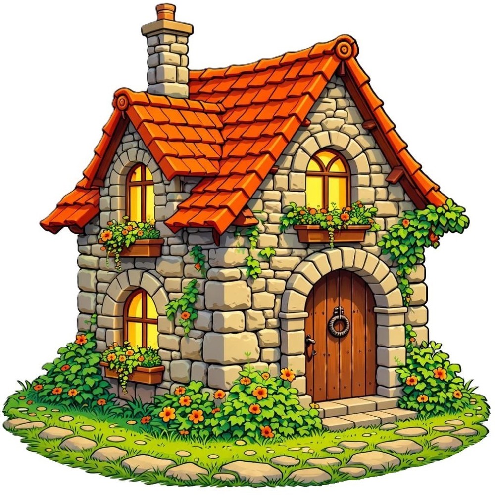 30 Custom Old Fashioned Stone House Personalized Address Labels