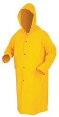 Yellow Safety Rain Coat Rain Jacket 49″ Detachable Hood .35mm PVC / Polyester