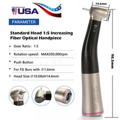 Dental 1:5 Increasing Handpiece Contra Angle LED Fiber Optic /Cartridge Rotor US