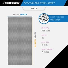 Sandbaggy Perforated Steel Sheet 24″ x 48″ – Perforated Metal Sheet – 20 Gauge
