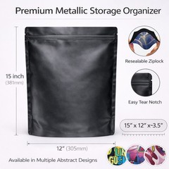 12 Pack 1lb Smell Proof Foil Mylar Bags 12” x 15” Mix Designs Pound Zip Bags