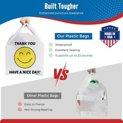 1000 Thank you T-Shirt Bags 1/6 12″ x 6.5″ x 21″, Plastic Grocery Shopping Bags