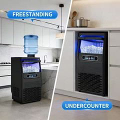 14 In. 100 Lbs./24H Built-In or Freestanding Half Size Cubes Ice Maker with 30 L