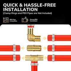 30 Pack 1/2″ PEX Fittings Set Elbow Tee Coupling Brass Crimp Kit US