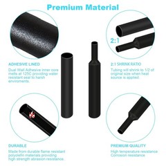 900 PCS Wire Heat Shrink Tubing Kit Marine Grade Wrap Premium Black NEW