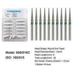 Dental Diamond Burs Football Round End Taper Coarse Fine FG High Speed 856 850
