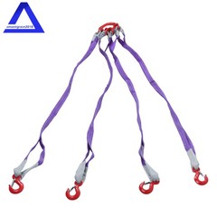 Four Leg Bridle Web Sling 5ft 6600lbs Lifting Slings with G80 Grab Hooks Safe
