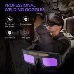 TRQWH Auto Darkening Welding Glasses True Color Solar Safety Goggles PC Lens