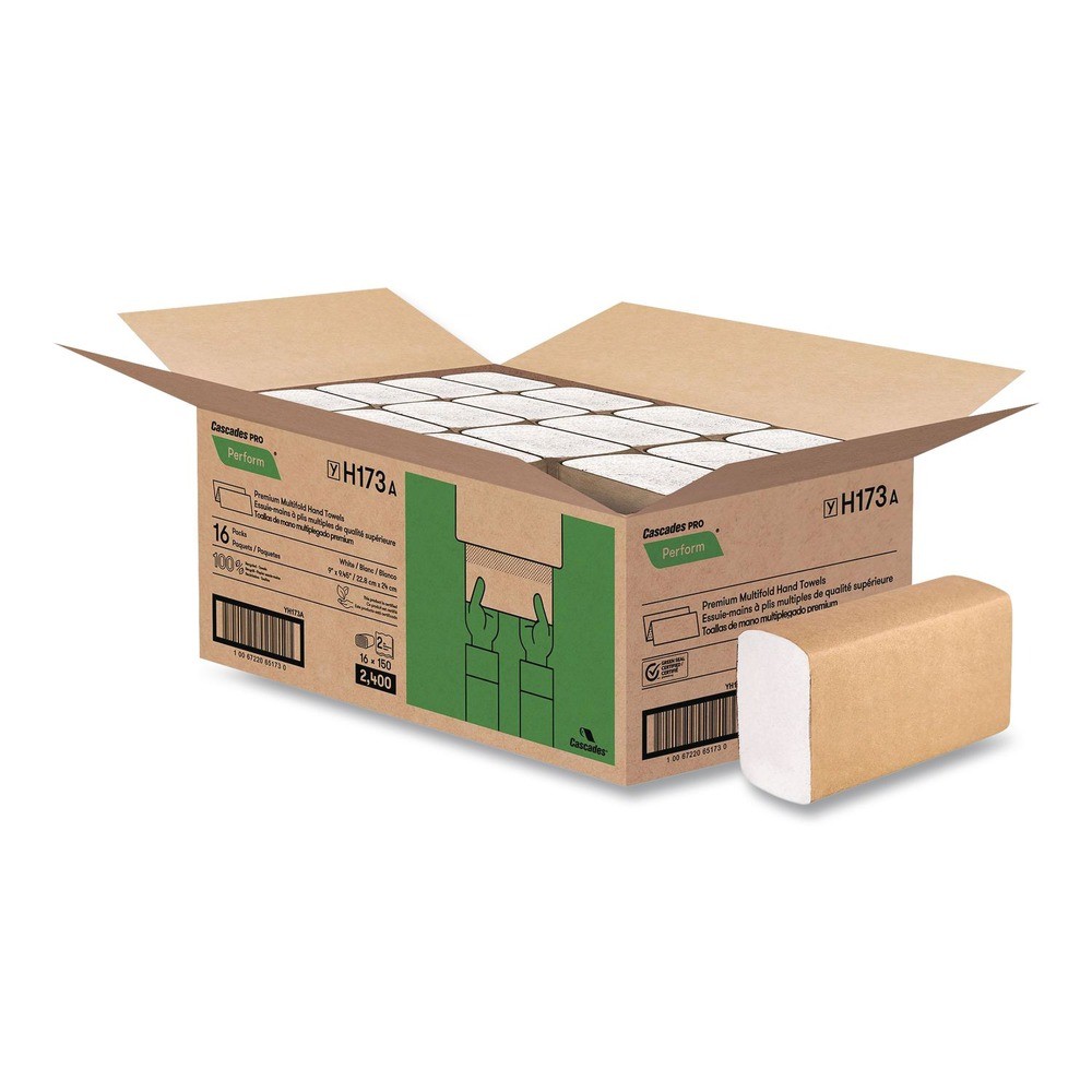Cascades PRO H173 9 in. x 9.45 in. 2-Ply Multifold Towels – WT (16 PK/CT) New