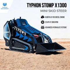 3040lbs TYPHON STOMP X1300 25HP Kubota D1105 EPA Diesel Mini Skid Steer Loader