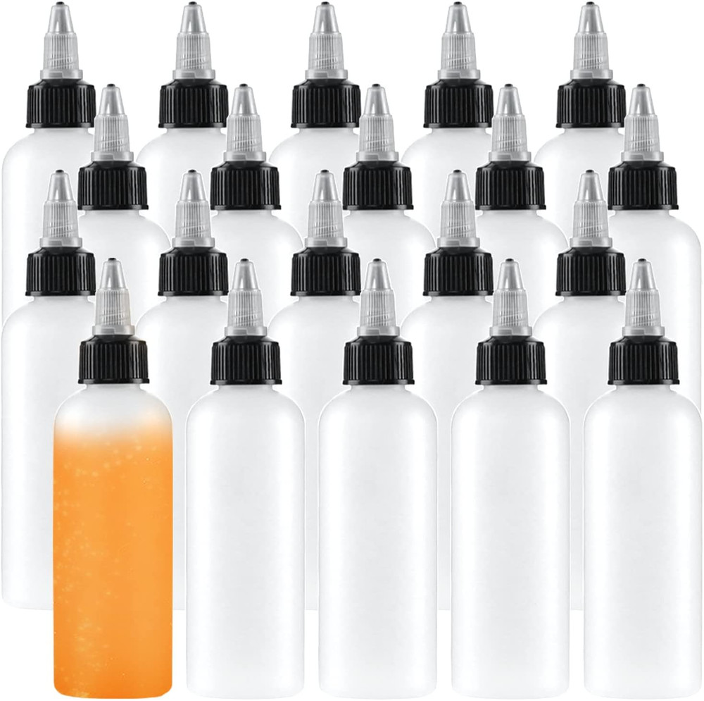 20 Pack 4Oz Boston Squeeze Bottles, Clear Plastic Dispensing Bottles with Twist
