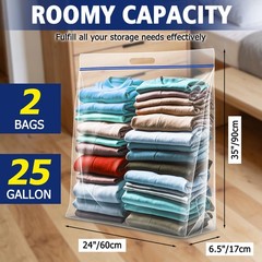 Jumbo Heavy Duty Plastic Storage Extra Large Bags, 25 Gallon 3.5 Mil Thick Cl…