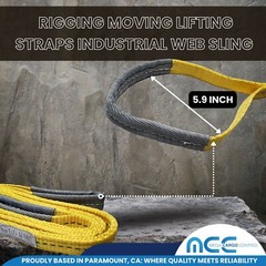1 Pack 1″ x 9ft 2 Ply Polyester Flat Eye Lifting Sling Strap Web Sling 3100 lbs