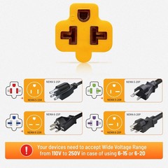 NEMA 15A to 20A Adapter Cable 5-15P to 5-15/20R 6-15/20R AC Power Converter ETL