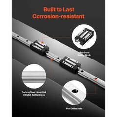 Uimoso Linear Rail Kit HGR20 2Pcs 2000 mm (78.74 in) Guide Rails with 4 Slide
