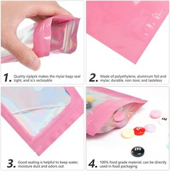 Holographic Mylar Foil Bags Smell Proof Food Storage Zip Seal Pouches Candy Bag