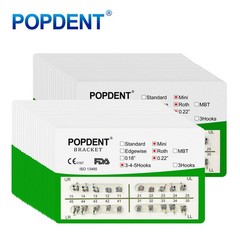 POPDENT Dental Orthodontic Metal Brackets MIM MBT/ROTH 022/018 345H Monoblock