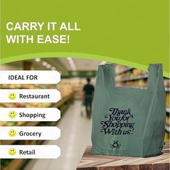 12×6.5×22 Inches Green Plastic Shopping Bags for Grocery Takeout Retail 640 Pcs
