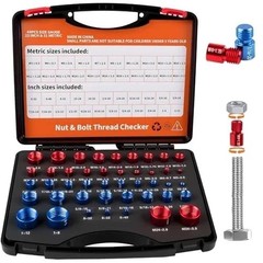 44pcs Inch & Metric Set Nut & Bolt Thread Checker Identifier Thread Gauges Box