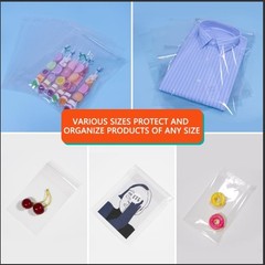 1000 Clear Plastic Cellophane Bags 8″x10″ Resealable Self-Sealing Cello for Art,