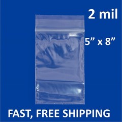 5″x8″ CLEAR 2 MIL ZIP SEAL BAGS POLY PLASTIC RECLOSABLE LOCK SMALL LARGE BAGGIES