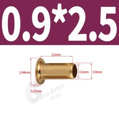 100 x Brass Hollow Tubular Rivets Eyelet M0.9/1.3/1.5/1.7/2/2.3/2.5/3/4/5/6 DIY